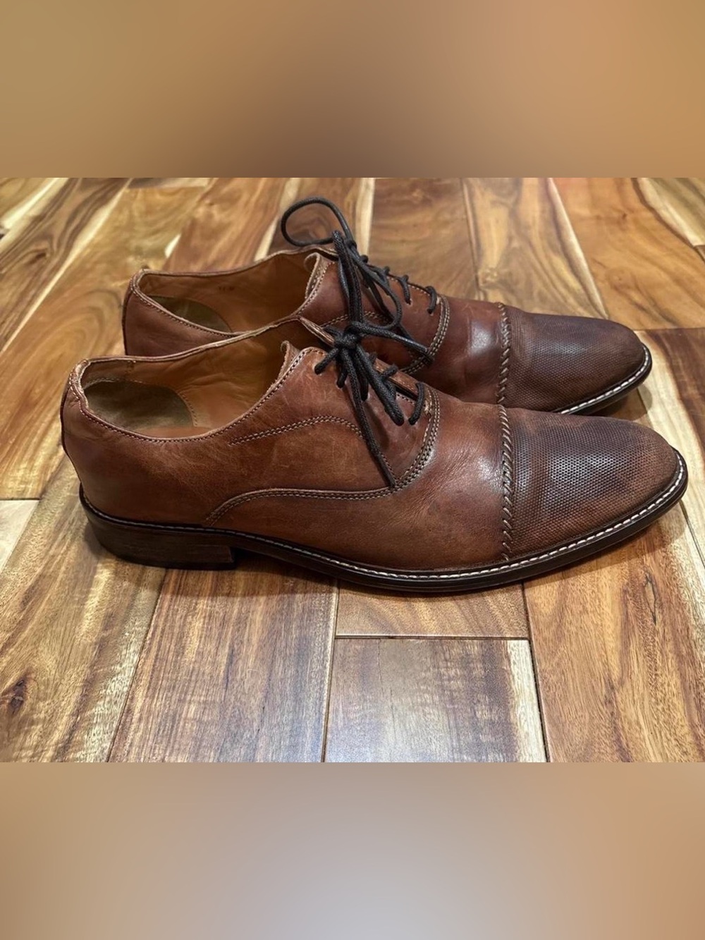 Joseph Abboud Brown Leather Lace-Up Dress Shoes